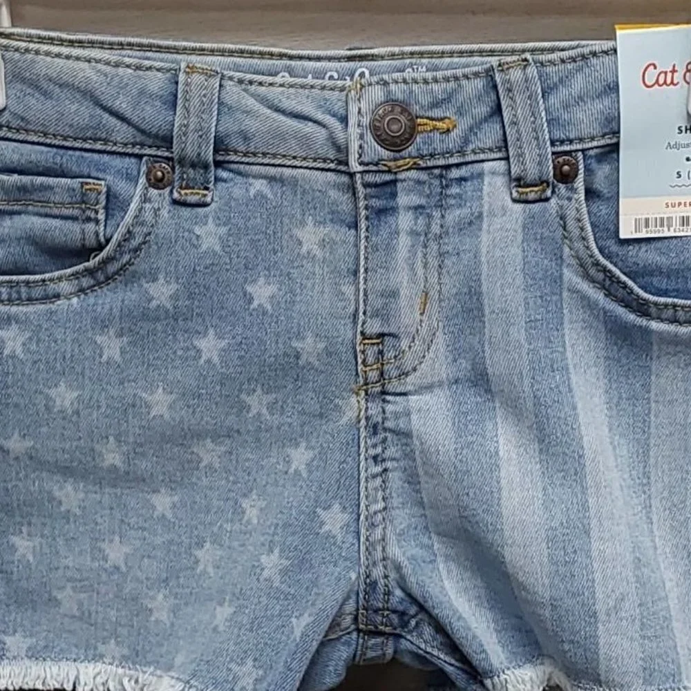 Girls' Printed Jean Shorts | Cat & Jack | Large (10/12)